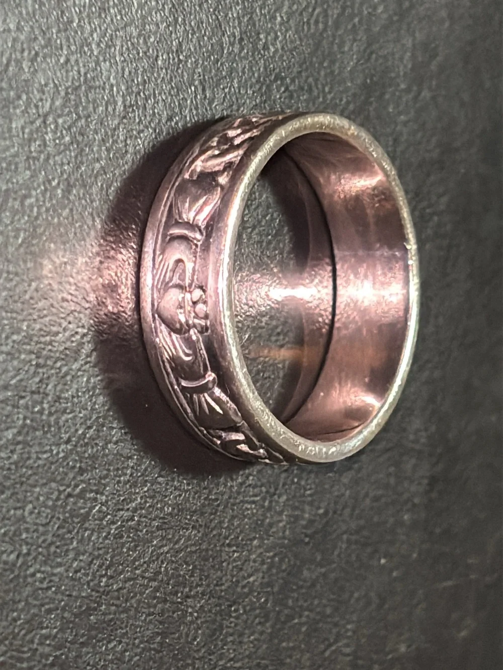 Vintage Sterling Silver Embossed Claddagh Ring for Men